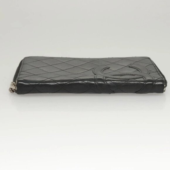 CHANEL Cambon Line Long Wallet Leather Black CC Auth - Picture 5 of 16